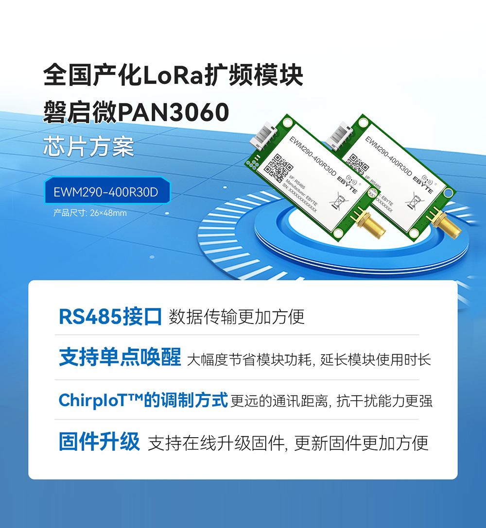 EWM290-400R30D 純國(guó)產(chǎn)磐啟微PAN3060芯片LORA模塊 (3)