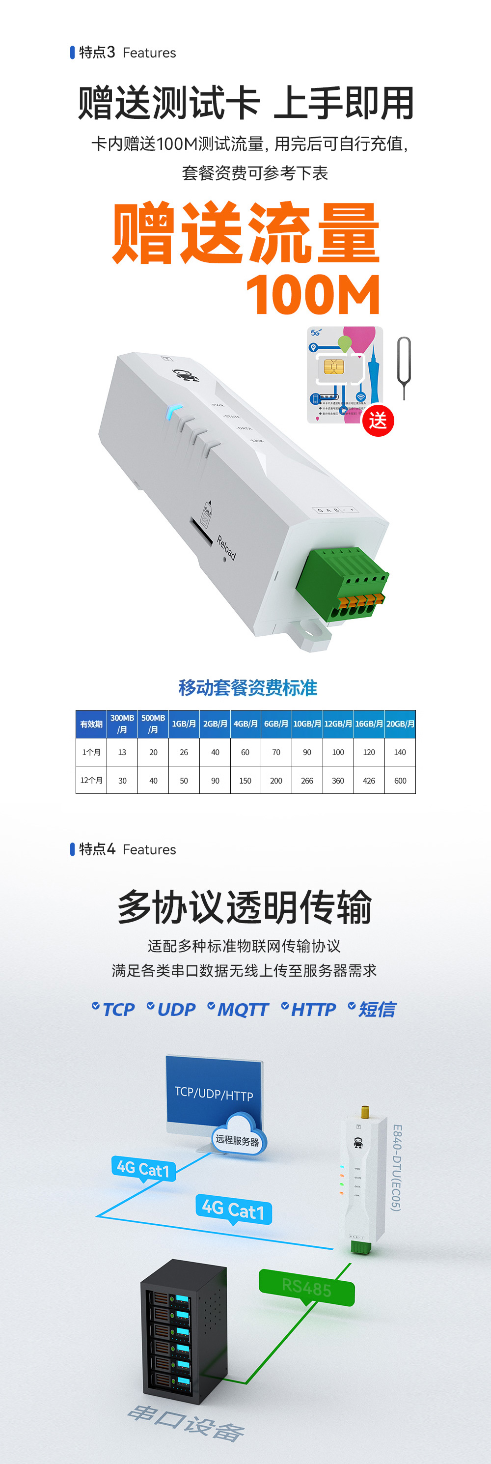 E840-DTU(EC05-485)系列4G DTU特點3